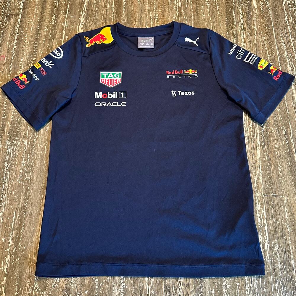 Puma Red Bull Racing F1 T-Shirt Tee Formula 1 AOP Navy Youth Size 9-10 S/M